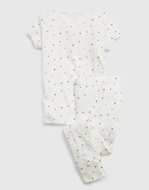 Kids 100% Organic Cotton Polk-A-Dot PJ Set white