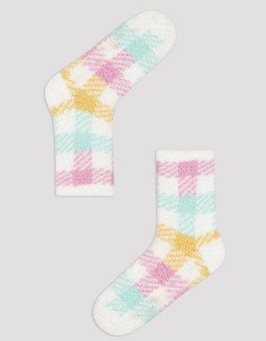 Çok Renkli Ekoseli Soket Çorap