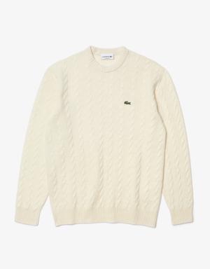 Men’s Lacoste Classic Fit Wool Cable Knit Sweater