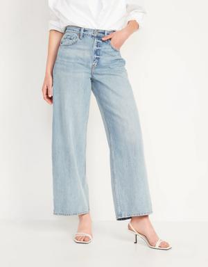 Extra High-Waisted Baggy Wide-Leg Non-Stretch Jeans for Women blue