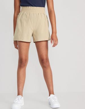 Old Navy High-Waisted StretchTech Zip-Pocket Performance Shorts for Girls beige