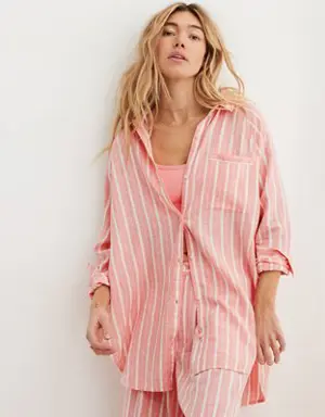 Pool-To-Party Linen Blend Cover Up Shirt