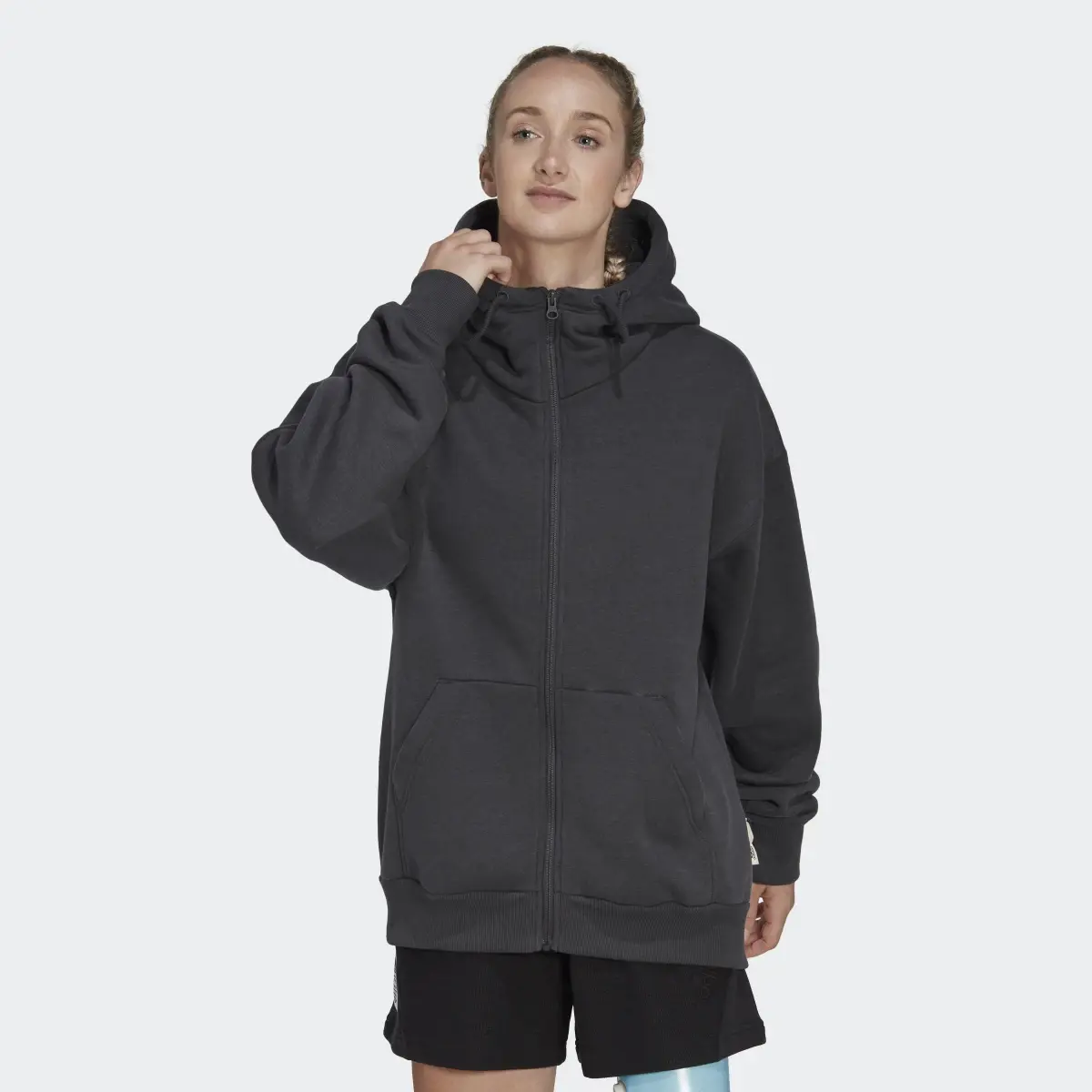 Adidas Studio Lounge Fleece Kapuzenjacke. 2