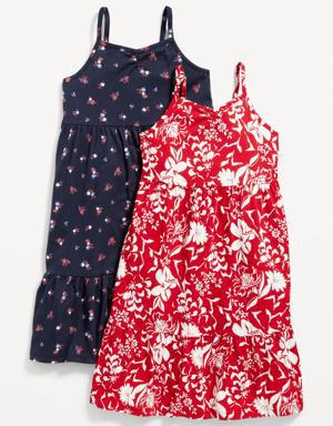 Sleeveless Printed Jersey-Knit Dress 2-Pack for Girls red
