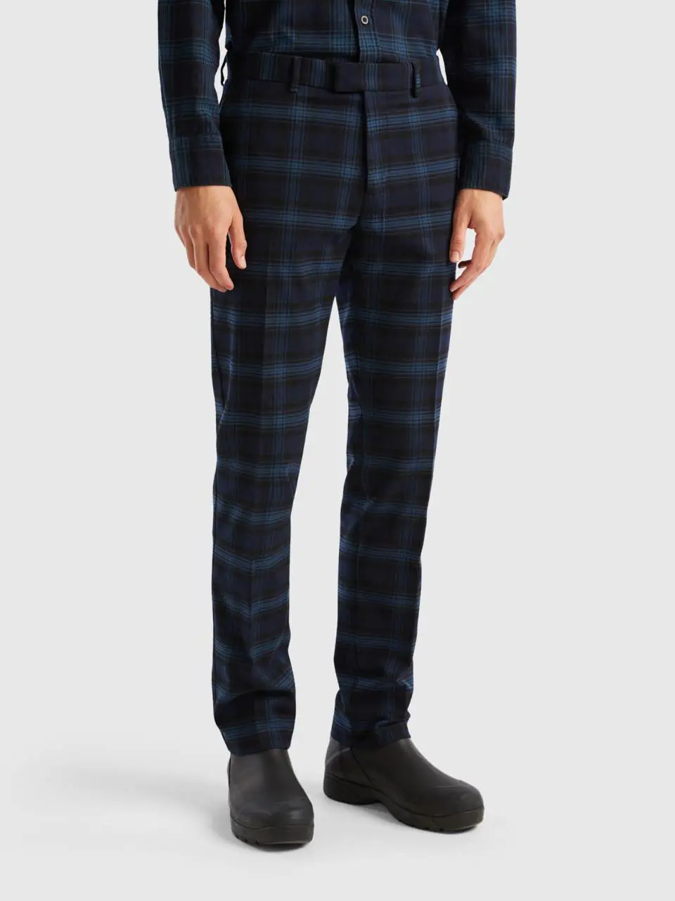 Benetton flannel tartan trousers. 1