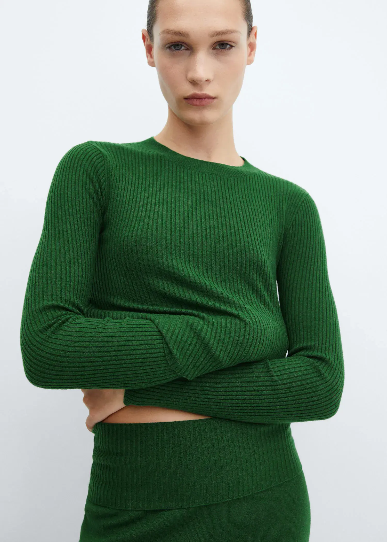 Mango Ribbed round-neck sweater . 1