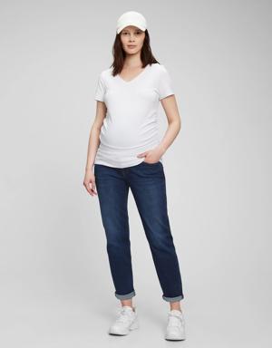 Maternity True Waistband Full Panel Girlfriend Jeans blue