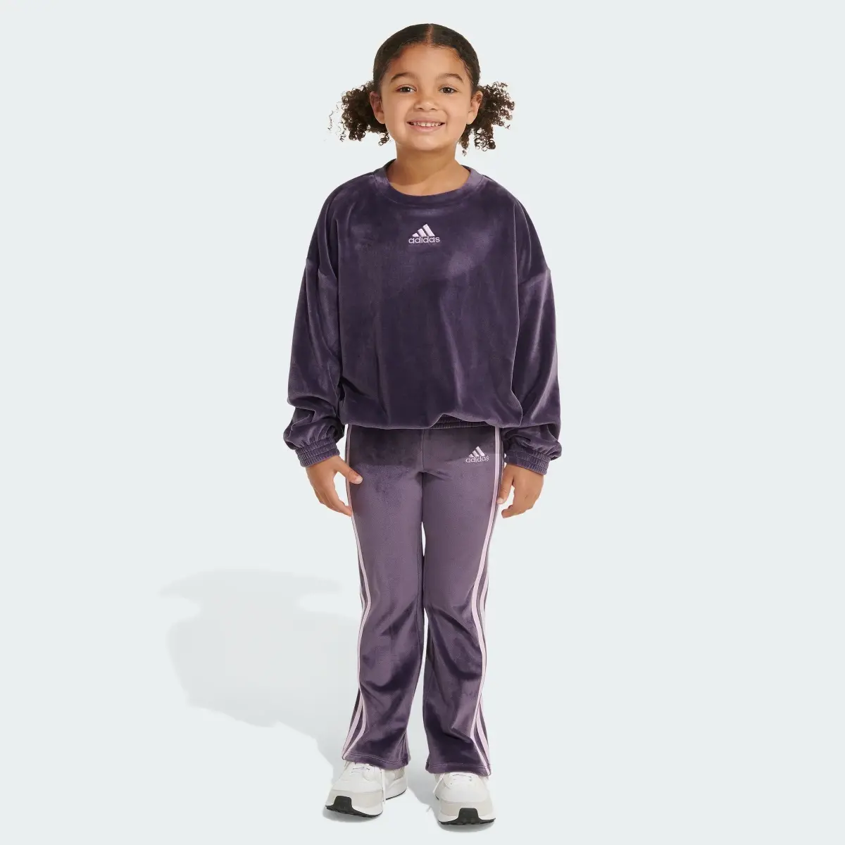 Adidas Two-Piece Crewneck Velour Set. 1