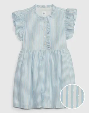 Toddler Metallic Stripe Ruffle Dress blue
