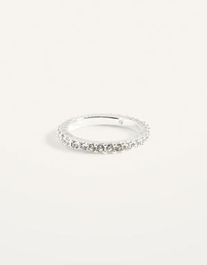 Silver-Toned Rhinestone Ring For Women silver