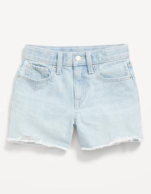 High-Waisted Light-Wash Cut-Off Jean Shorts for Girls pink