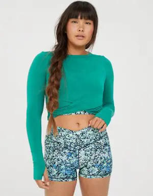 By Aerie Thumbs Up Twist Front Cropped T-Shirt