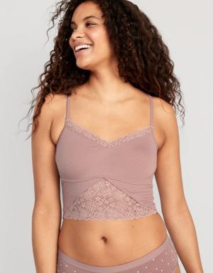 Old Navy Lace-Paneled Rib-Knit Brami Top for Women pink