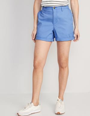 High-Waisted OGC Pull-On Chino Shorts for Women -- 5-inch inseam blue
