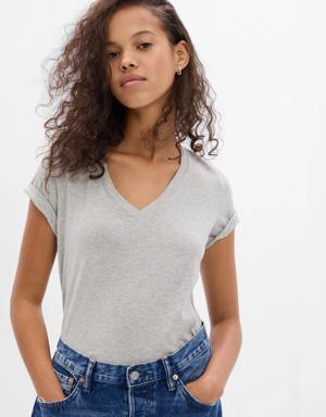 Gap Organic Cotton Vintage V-Neck T-Shirt gray