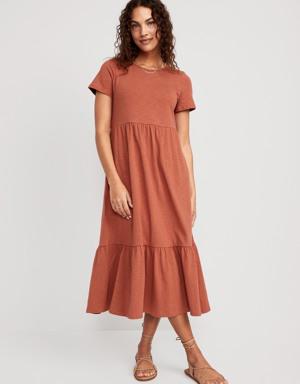 Old Navy Short-Sleeve Tiered Midi Dress for Women orange