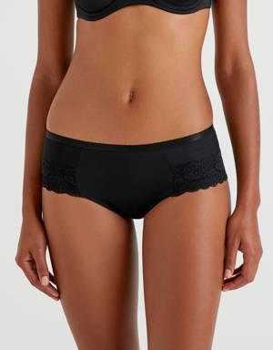 High-waisted culotte underwear with lace