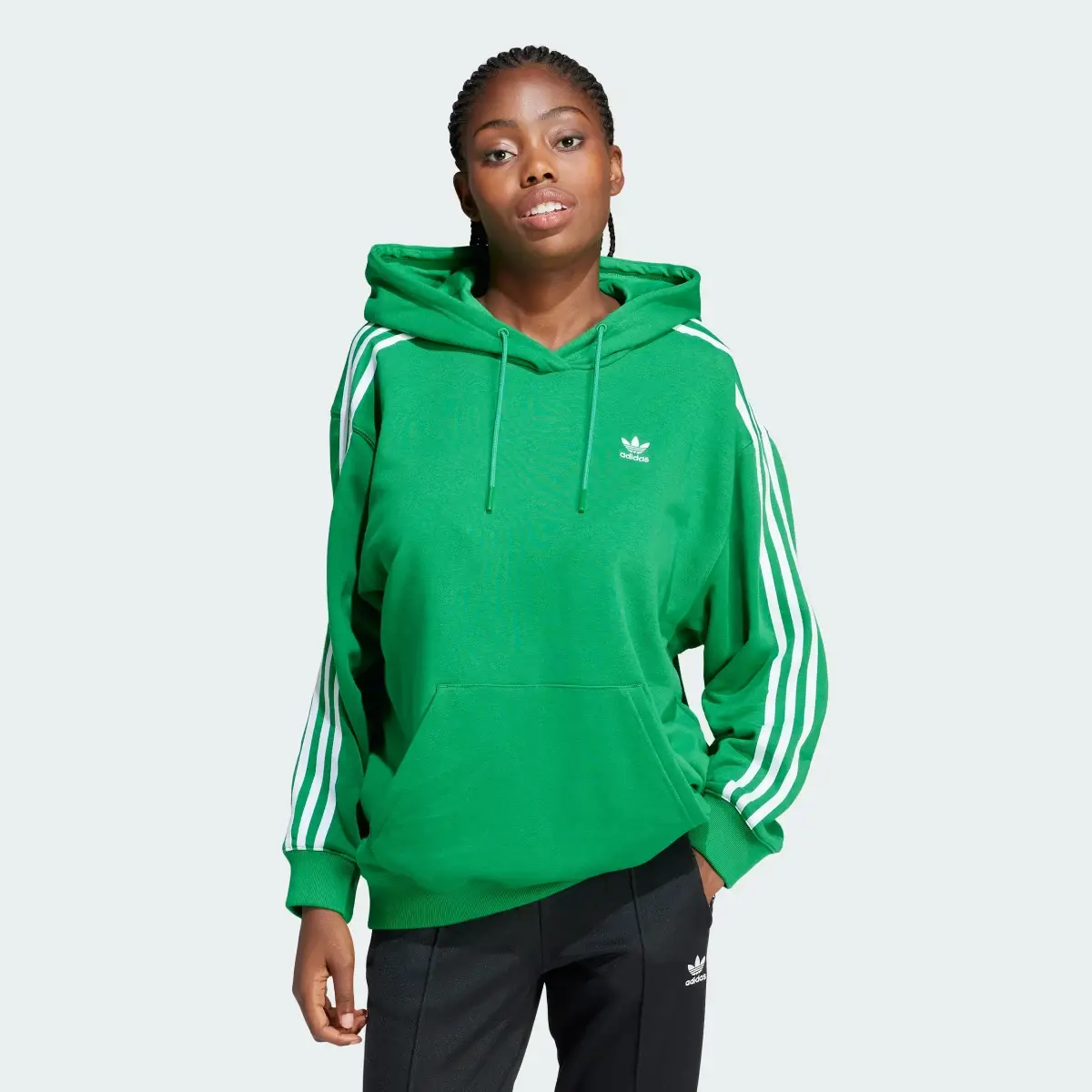 Adidas Sweat-shirt à capuche oversize Adicolor 3 bandes. 2