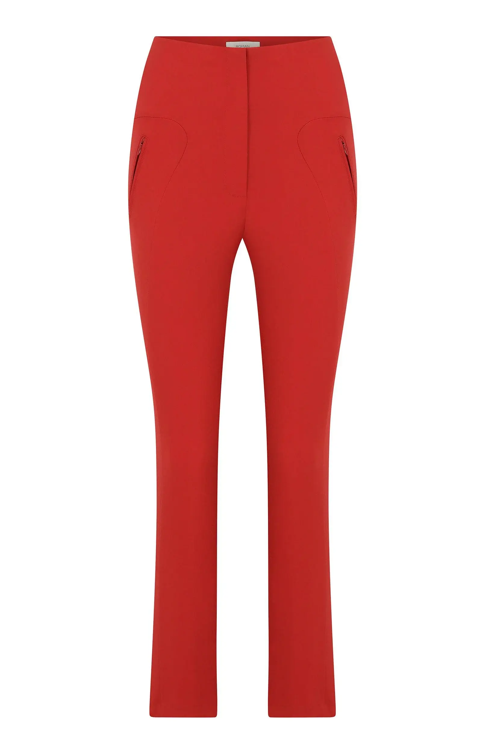 Roman Hip Red Skinny Casual Trousers. 2