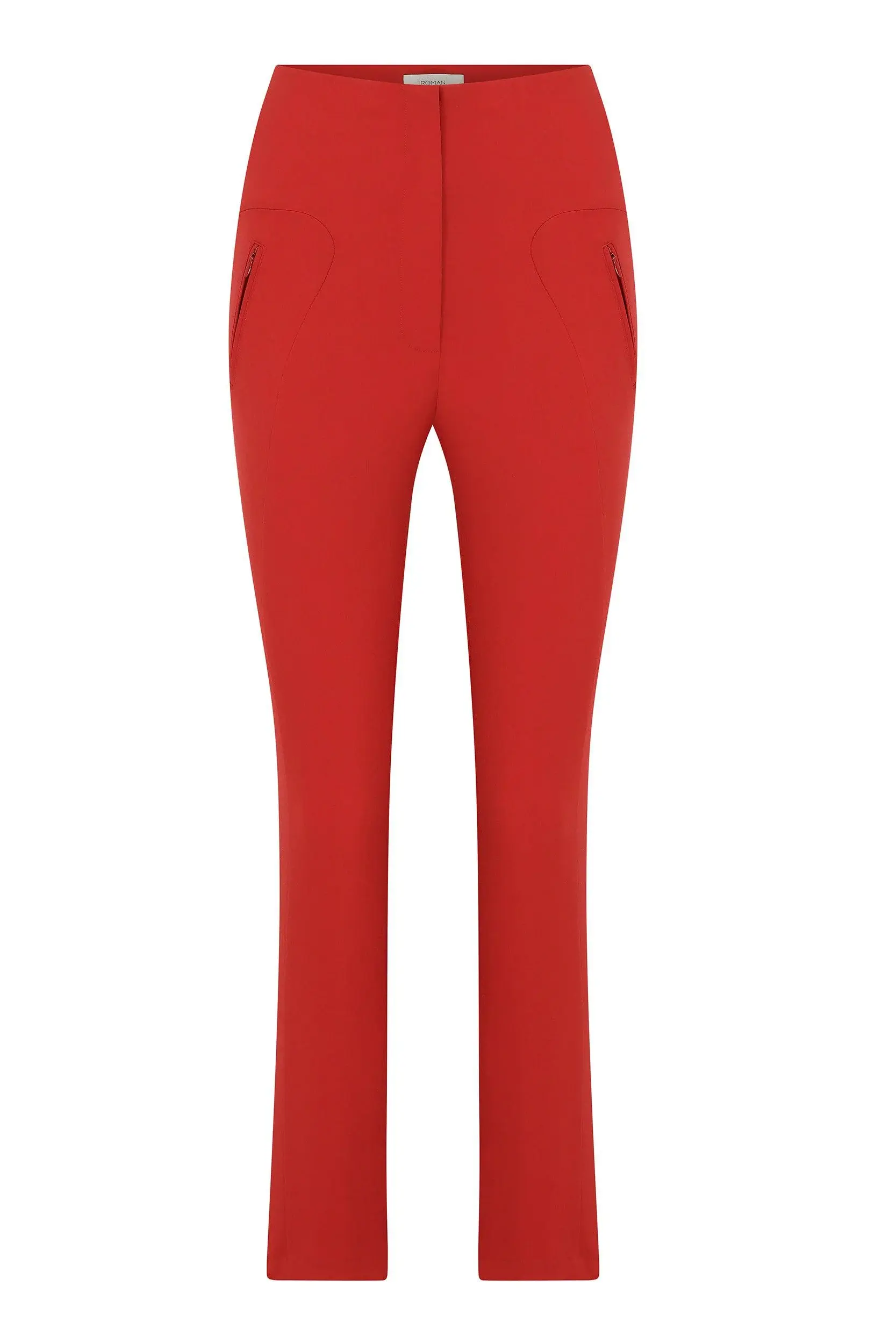 Roman Hip Red Skinny Casual Trousers - 2 / BRICK. 1