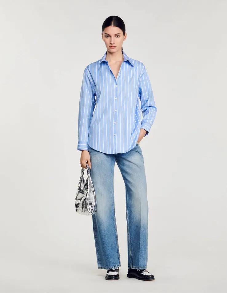 Sandro Stripy shirt with open lace back. 1