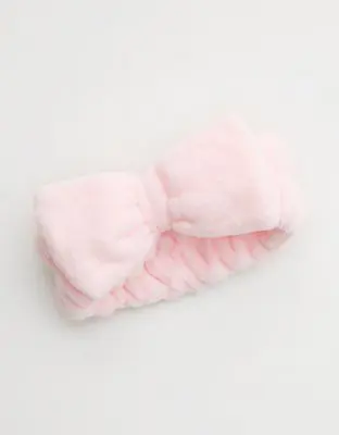 American Eagle The Crème Shop Pink Fuzzy Spa Headband. 1