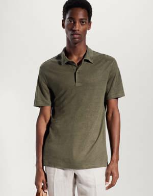 Mango Slim fit 100% linen polo shirt
