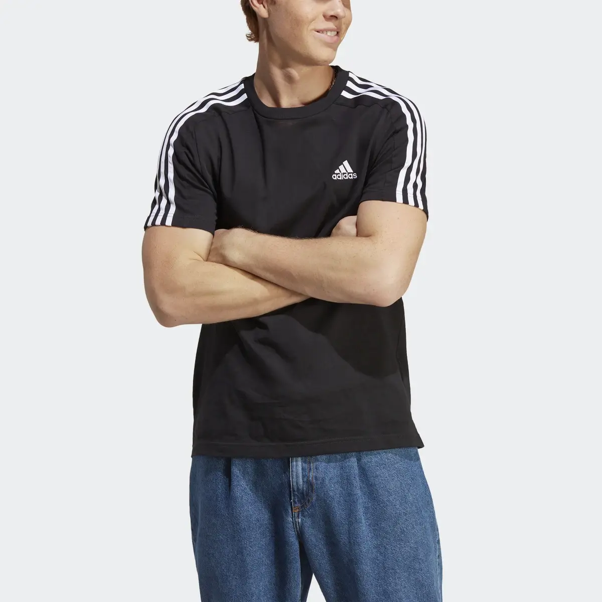 Adidas Essentials Single Jersey 3-Stripes Tişört. 1