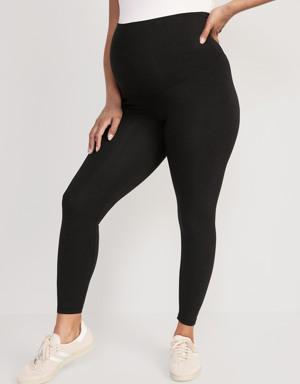 Maternity Rollover-Waist PowerChill 7/8-Length Leggings black