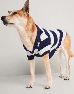 Striped Jersey-Knit Polo Shirt for Pets blue