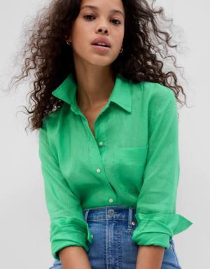 Gap Linen Boyfriend Shirt green