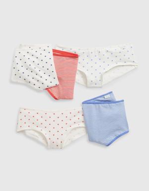 Kids Organic Cotton Stars and Stripes Bikini Briefs (5-Pack) white