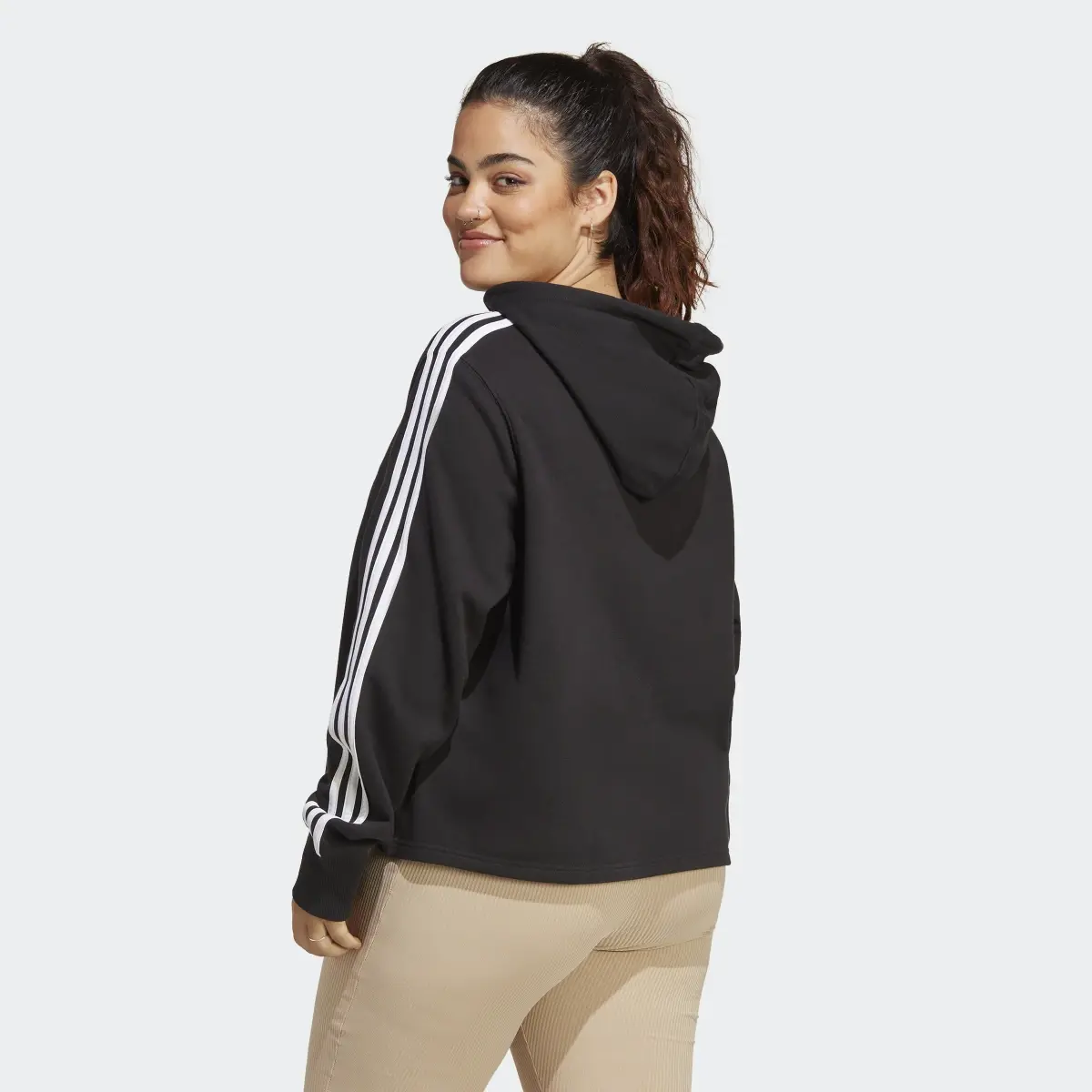 Adidas Sudadera con capucha Essentials French Terry Crop 3 bandas (Tallas grandes). 3