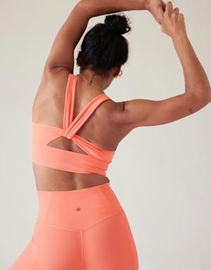 Athleta Warrior Twist Longline Bra D&#45DD orange