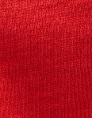 Kırmızı Polo Yaka Uzun Kollu Sweatshirt