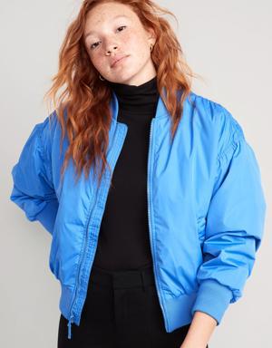 Oversized Bomber Jacket for Women blue
