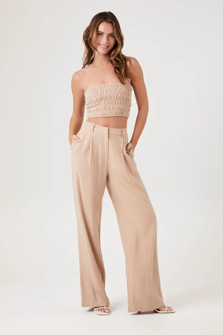 Forever 21 Forever 21 Tube Top &amp; Wide Leg Pants Set Natural. 1