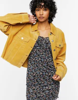 Forever 21 Frayed Corduroy Shacket Amber