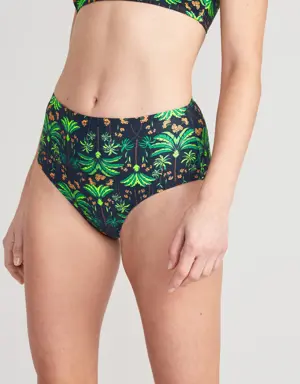High-Waisted Bikini Swim Bottoms for Women green