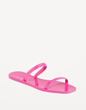 Shiny-Jelly Slide Sandals for Women pink