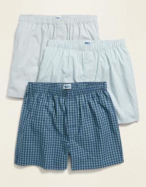 Patterned Poplin Boxer Shorts 3-Pack for Men -- 3.75-inch inseam green