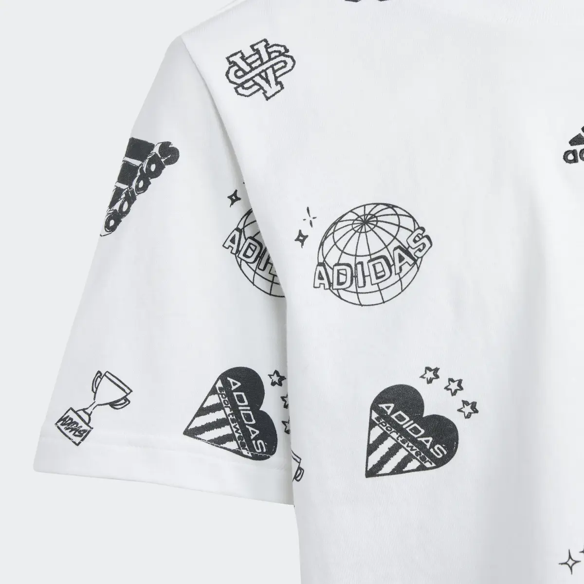 Adidas Brand Love Allover Print Crop T-Shirt Kids. 3