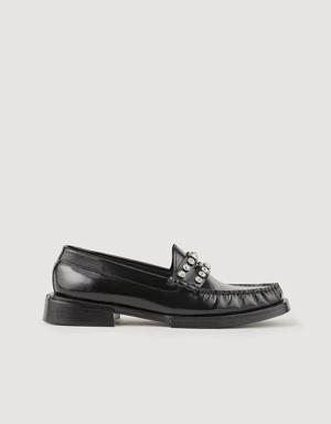 Leather loafers with rhinestones Login to add to Wish list