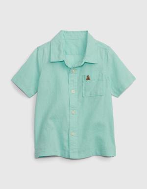 Toddler Linen-Cotton Oxford Shirt green