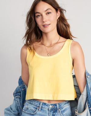 Cropped Vintage Garment-Dyed Tank Top for Women pink