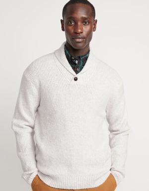 Textured-Knit Shawl-Collar Sweater for Men gray