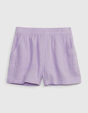 Kids Crinkle Gauze Pull-On Shorts purple