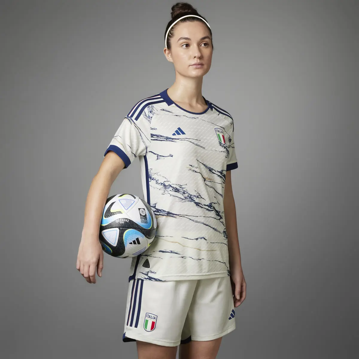 Adidas Italy Women's Team 23 Away Authentic Jersey. 1