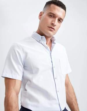 Defacto Slim Fit Polo Yaka Dokulu Kısa Kollu Gömlek. 3 Defacto Slim Fit Polo Yaka Dokulu Kısa Kollu Gömlek. 3