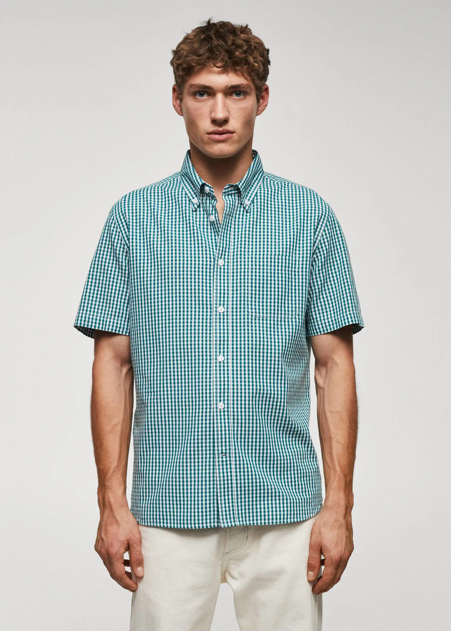Mango 100% cotton short-sleeved printed shirt. 2